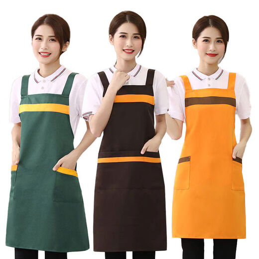 Shantou Lincun apron customized logo printing supermarket kitchen home restaurant catering women's new work clothes waterproof and oil-proof 9 black thickened water-repellent shoulder style 5 pack