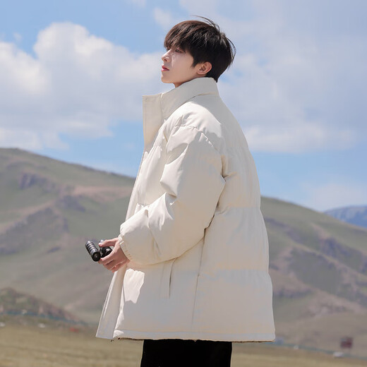 VUUG Outdoor Leisure Sports Winter Cotton Clothes Men's American Cotton Clothes Loose Stand Collar Coldproof Jackets Men's Khaki S