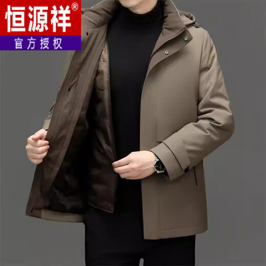 Hengyuanxiang Removable Liner Down Jacket Men's Jacket for Middle-aged and Elderly Dads 2025 Winter Thickened High-end Winter Jacket Blue Rabbit Fur Model Removable Rabbit Fur Liner XL 180 Recommended 140-155 Jin Jin equals 0.5 kg