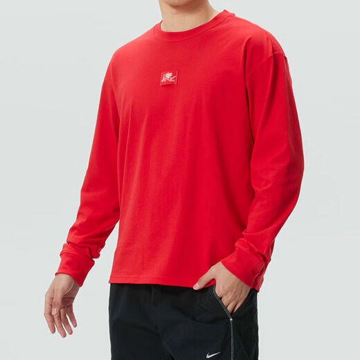 Nike (NIKE) long-sleeved T-shirt men's 2026 spring new sportswear round neck pullover bottoming shirt casual top IP3878 black S