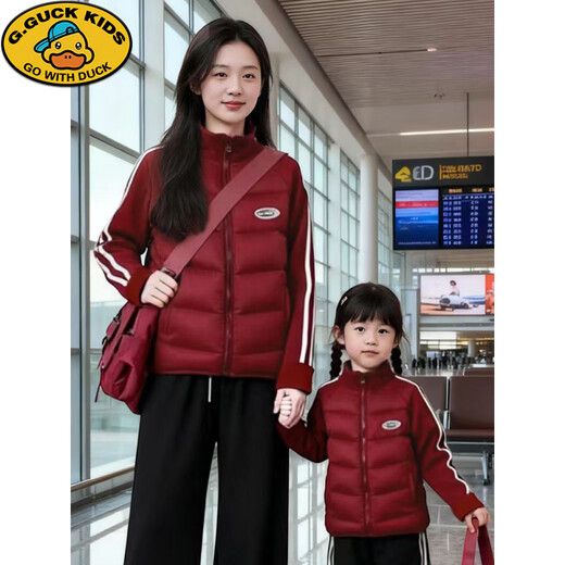 G.duck family of four whole family parent-child cotton clothing 2025 winter clothing mother and daughter clothing warm and stylish versatile coat cotton clothing red 100 cm
