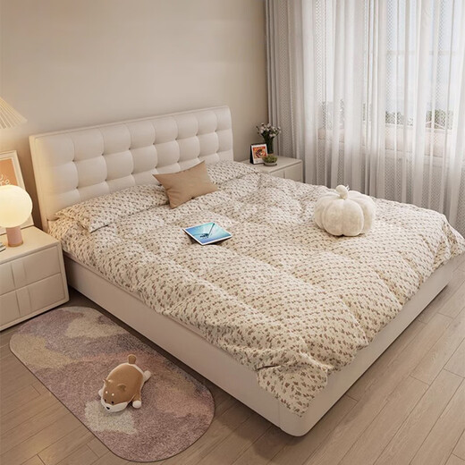 Jianxin Leather Bed 1.8m x 2m Beech Modern Simple Master Bedroom Cream Style Soft Package Storage Wedding Bed Leather Bed T65A-1