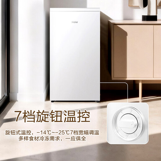 Haier Vertical Freezer Computerized Temperature Controlled Freezer Refrigerated Freezer Switchable Household Freezer Air-cooled Frost-free/Evenly Cooled Micro-Frost Breast Milk Refrigerator Camellia New Product 64L Small Occupancy Knob Flexible Temperature Control Micro-Frost 64L
