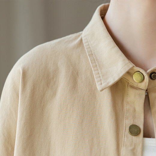 Ives (ITISF4) popular shirt jacket spring style brushed loose casual all-match short outer top turquoise one size