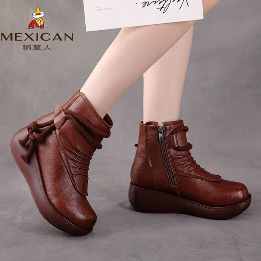 Scarecrow's new Martin boots soft sole warm winter women's shoes cold-proof thick sole fashionable women's shoes platform sole women's shoes autumn and winter brown single lining 41