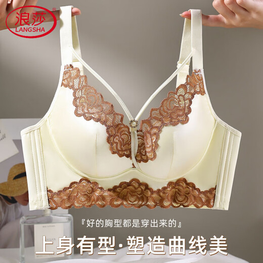 LangSha Light Luxury High-end Beauty Underwear Women's Small Breast Gathering and Enlargement Top Support Anti-Sagging Lucky Red Bra for the Year of the Zodiac Palace Purple 85A 38