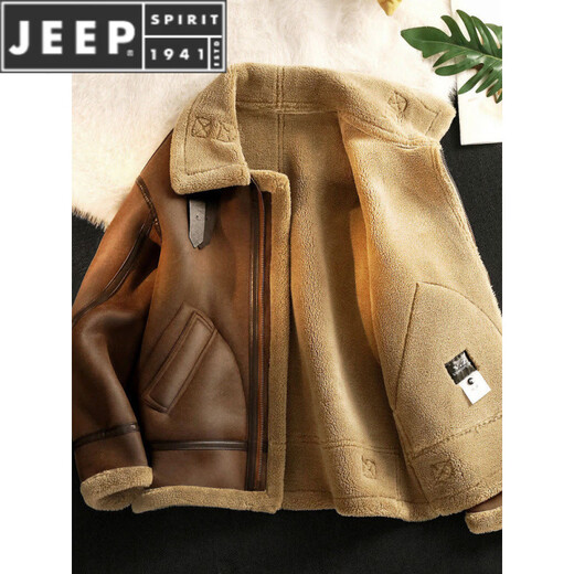 JEEP SPIRIT piel todo en uno chaqueta de cuero engrosada de terciopelo de invierno para hombre chaqueta corta de motocicleta chaqueta de algodón para hombre negro de alta calidad L