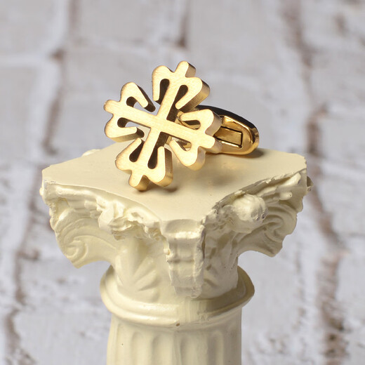 Qiyuemang golden four-leaf clover men's French shirt cuff buttons buttons cuff buttons business formal shirts suits gentleman fashion x117_golden four-leaf clover