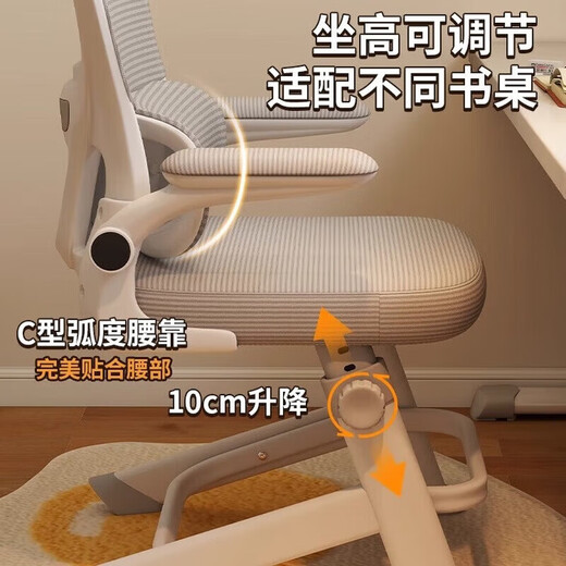 青少年学习椅人体工学电脑椅儿童中学生专用书桌写字椅家用办公椅 688-永定腿-白框灰网