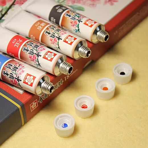 12/18/24-color Chinese painting paint set for beginners, professional advanced Chinese painting tool set, special Chinese painting paint for landscape, flower and bird ink painting, Sakura 12-color Chinese painting paint set