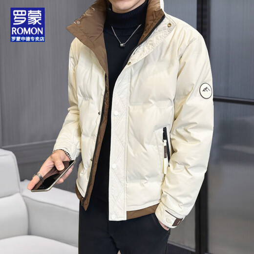 罗蒙（ROMON）冬季重磅新款立领短款羽绒服男设计感高端百搭潮流加厚保暖外套男 白色 L