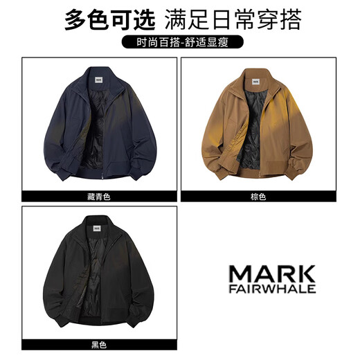 MARK FAIRWHALE Американский ретро повседневный пуховик с воротником-стойкой, мужской зимний новый 2025, свободный удобный модный брендовый красивый топ Темно-синий + Темно-синий Скидка Две вещи M Рекомендуется 90-110 Jin Jin равен 0,5 кг