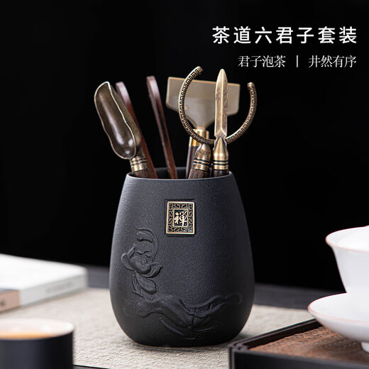 Rongshantang quality same style tea ceremony six gentlemen set kung fu tea set accessories complete tea ceremony set light luxury tea making tea knife tea shadow white + tea scraper five-piece set