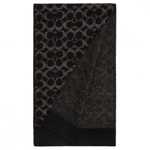 COACH brand logo Merino wool wool scarf Unisex couple style Black Default F