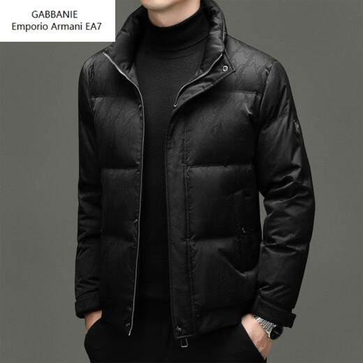 Emporio Armani EA7 Armani winter men's white duck down jacket high-end casual thickened warm short stand-up collar jacket men's fashion black M