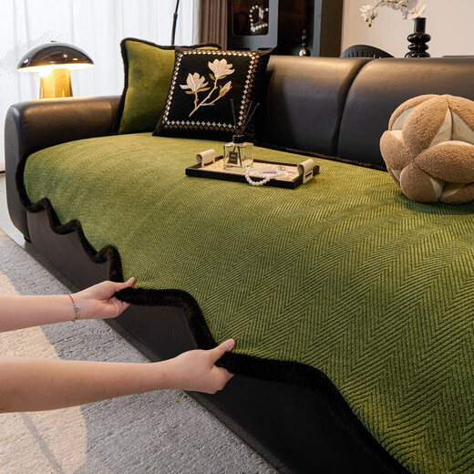 Xianying 2026 new chenille sofa cover cloth special-shaped four-season universal sofa cushion cloth anti-cat scratch leather sofa cushion Manyu special-green 60cm*60cm