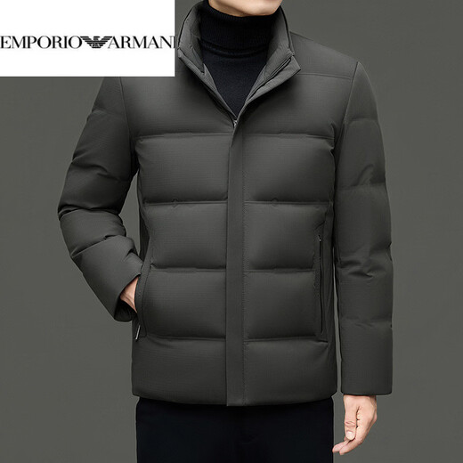 EMPORIO ARMANI Armani 2026, новый зимний стиль, мужская мода среднего возраста, повседневный свободный пуховик с воротником-стойкой, теплая куртка 108HBHY25956, черный M 170