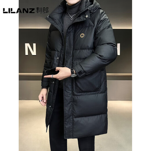 利郎（LILANZ）官方中长款羽绒服男高充绒量冬季加厚2025新款感大码极寒外套 黑-旗舰款 M 100-120斤
