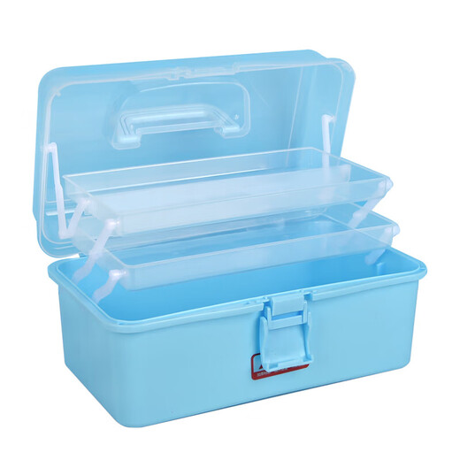 Three-layer folding tool box art student storage box household large-capacity storage box multi-layer plastic box with handle three-layer tool box large white