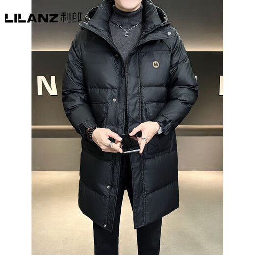 利郎（LILANZ）官方中长款羽绒服男高充绒量冬季加厚2025新款感大码极寒外套 黑-旗舰款 M 100-120斤