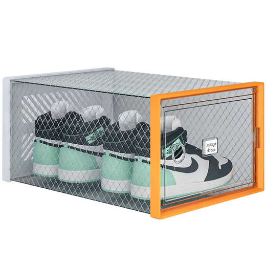 Yusenyi Shoebox Storage Box Transparent Shoe Cabinet Dormitory Shoes Internet Celebrity Space-Saving Drawer Folding Sneakers Plastic Shoe Rack High Translucency Can Hold Size 42 Small Orange 32 Pieces 0x0x0cm