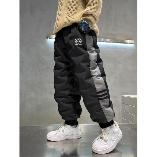 HAL.DUCK boys' down pants 2026 new autumn and winter children's one pair of winter thickened and warm boys' winter big children's cotton pants black 140 cm