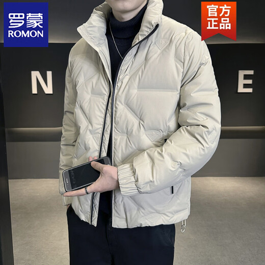 罗蒙（ROMON）羽绒服男冬季短款立领潮牌青年男装轻薄保暖潮流百搭男士加厚外套 白色 L