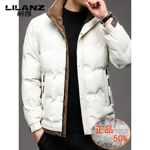 LILANZ Модный утепленный пуховик с воротником-стойкой, мужской повседневный повседневный зимний пуховик 2025 года, мягкая куртка черного цвета, M 165 Рекомендуется 80-95Jin Jin равен 0,5 кг