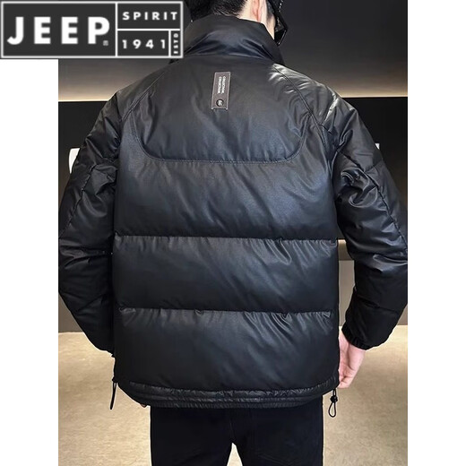 JEEP SPIRIT Leather Down Jacket Men's Winter 2025 New Men's Youth Short Winter Wear Thickened Stand Collar Jacket Army Green M