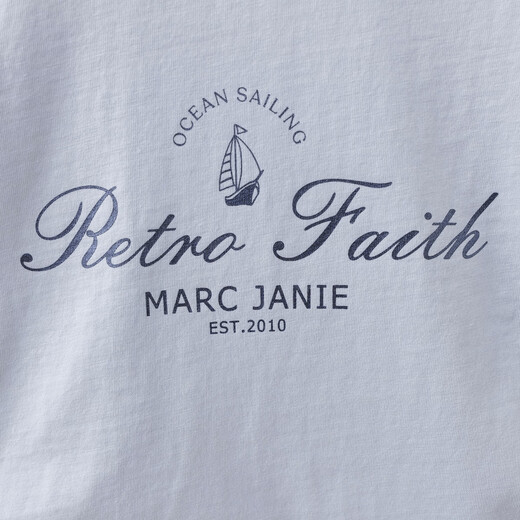 MARC&JANIE Mark Jane Nautical Movement Girls Contrast Color Smocked T-shirt Children's Tops 2026 Spring New Style 560160 Navy Blue 110 cm (recommended height 101-110cm)