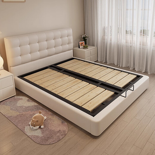 Jianxin Leather Bed 1.8m x 2m Beech Modern Simple Master Bedroom Cream Style Soft Package Storage Wedding Bed Leather Bed T65A-1