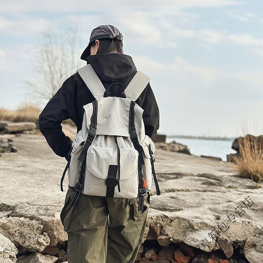 Ye Yu Outdoor College Student Large Capacity Waterproof Lightweight Backpack Travel Mountaineering Computer Backpack Student School Bag White Gray