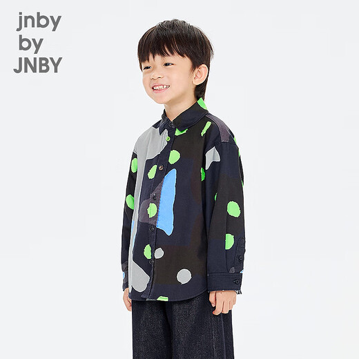 Jnby by JNBY New Jiangnan Buyi children's clothing long-sleeved shirt H-shaped loose shirt collar 26 spring boys and girls 1Q2213590 406/Navy 100 cm
