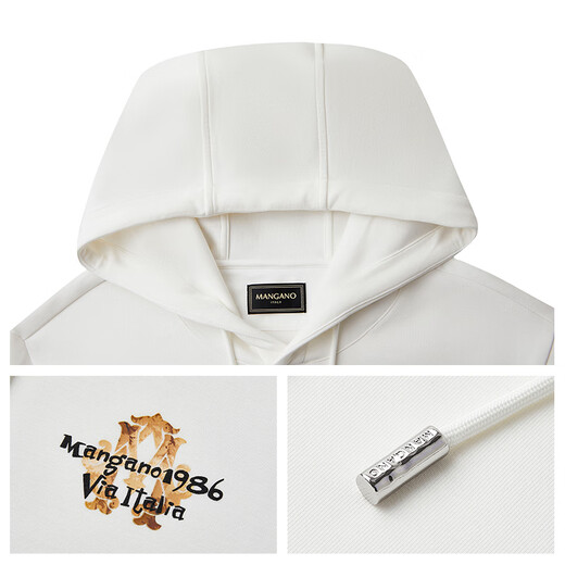 MANGANO high-end brand men's sweatshirt fashion hooded long-sleeved T-shirt luxury men's pullover outer top men's jacket white (double-sided bear pattern) XL (180/100A)
