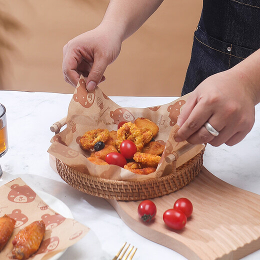 Sanqihu BBQ mat plate paper grease-proof paper food grade oil-absorbing paper meal paper pad disposable grease-proof paper pink grid 25*35CM 200 sheets