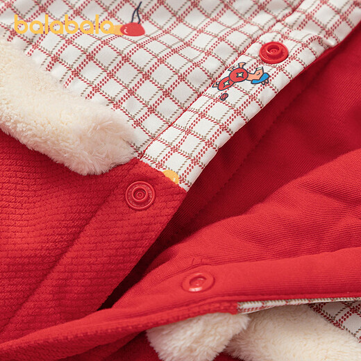 BALABALA Shopping mall same style BALABALA children's clothing children's jumpsuit 2025 new spring clothing new year clothing fake two pieces cute Chinese red 60611 73cm