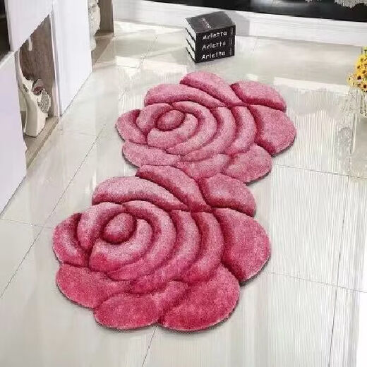 Fantasy simple modern 3D three-dimensional rose floor mat wedding room living room carpet ins style no-wash rose red 70x140 cm