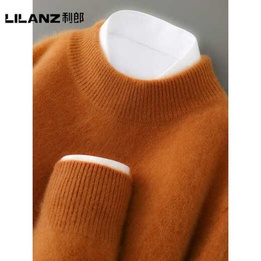 LILANZ pure wool sweater men's half turtleneck thickened pullover sweater high-end business knitted casual bottoming shirt black-flagship 2XL