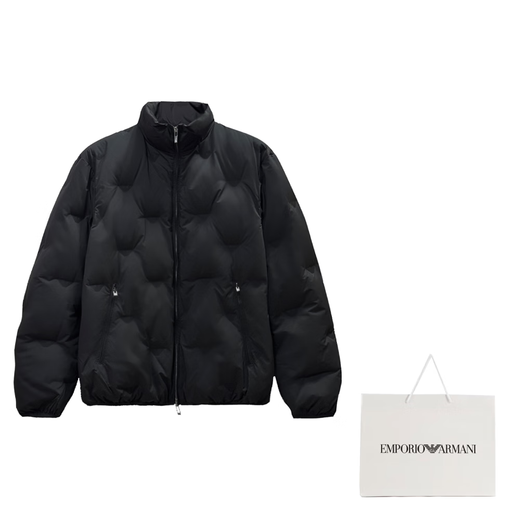 Armani (ARMANI) FW25 solid color long-sleeved down jacket men's black 8XL 56 without original gift bag