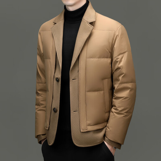 Duck Duck Fake Two Piece Suit Collar Down Jacket Men's Jiaxing Pinghu Winter New Style Lightweight Short Duck Down Jacket Yaya Black XL Recommended Weight 135-150Jin Jin is equal to 0.5 kg