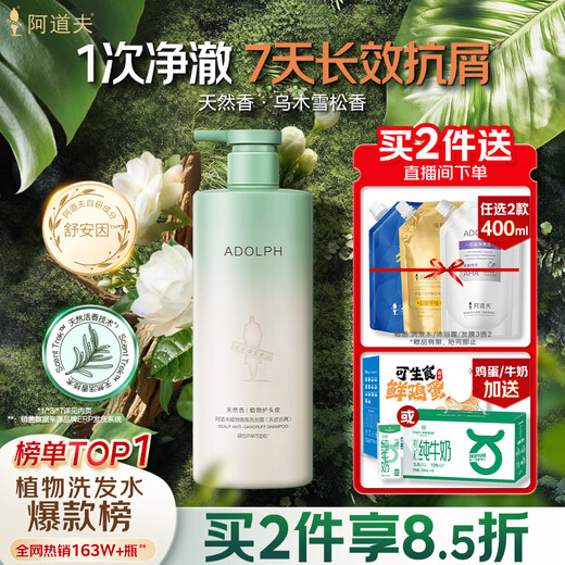 Shampooing antipelliculaire pour cuir chevelu du même style d'Adolf Wang Yibo 618 ml shampooing au parfum végétal naturel apaisant et anti-démangeaisons