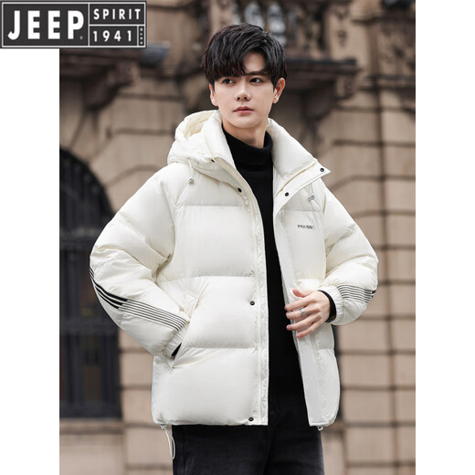 JEEP Jeep Short Down Jacket Men Winter 2025 New Hooded Thickened Warm Casual Coldproof Clothing Winter Jacket Men Yellow M