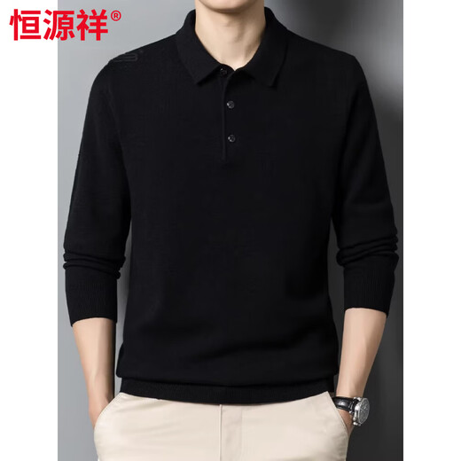 Hengyuanxiang 2026 новый зимний свитер из чистой шерсти утолщенный мужской отворот с длинными рукавами футболка базовый свитер верблюжий L 170 125-140Jin Jin равен 0,5 кг