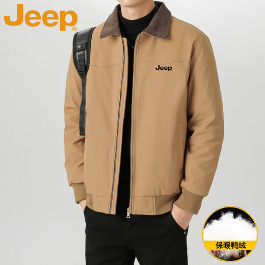 JEEP Jeep Down Jacket Men's Winter Lapel Warm Down Jacket Outdoor Leisure Warm Jacket Black L