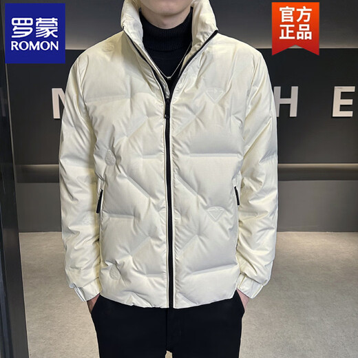 罗蒙（ROMON）羽绒服男冬季短款立领潮牌青年男装轻薄保暖潮流百搭男士加厚外套 白色 L