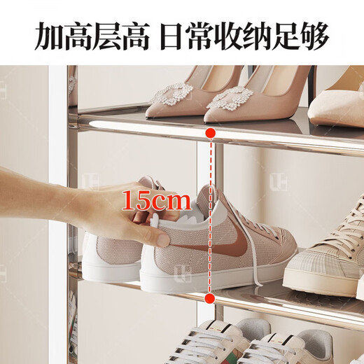 Shoe rack simple entrance door stainless steel household small narrow shoe cabinet new 2025 rental house multi-layer storage rack stainless steel-5 layers 45 upgraded with partitions no Specifications