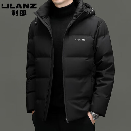 利郎（LILANZ）加厚羽绒服男士2025冬季新款短款连帽时尚休闲保暖防风外套潮 黑色 3XL 190