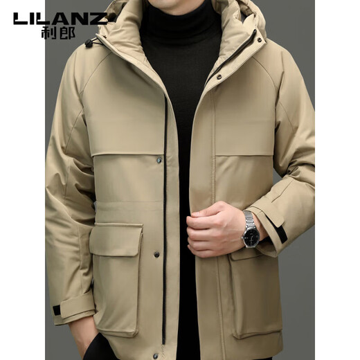 LILANZ высококачественный открытый пуховик с капюшоном, мужской утолщенный и теплый зимний пуховик, рабочая куртка серого цвета 4XL 195 рекомендуется 200-215Jin Jin равен 0,5 кг