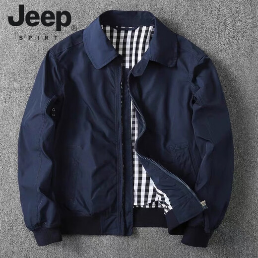 JEEP SPIRIT American Business Casual Men's Jacket Lapel Versatile Handsome Outerwear Spring and Autumn Windbreaker Workwear Jacket Men Black M