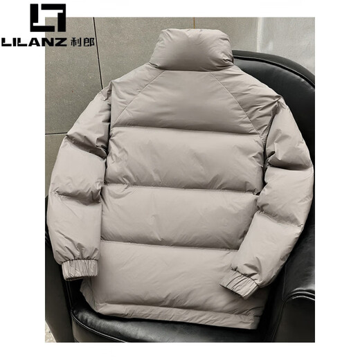 利郎（LILANZ）高档休闲羽绒服男士冬季2025轻薄款立领外套宽松帅气防寒面包服潮 灰色 M